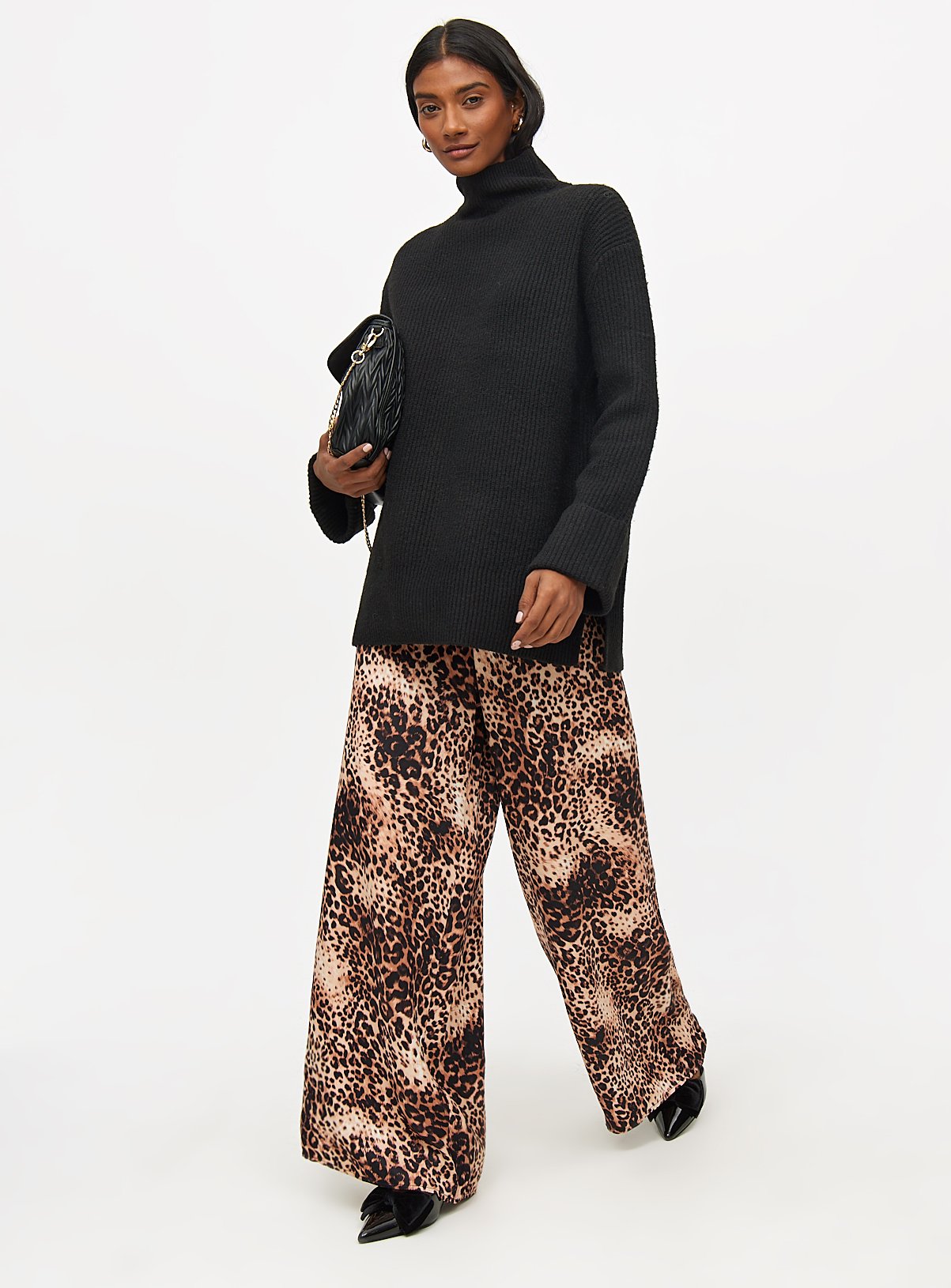 Leopard Print Ultra Wide Leg Trousers  20 - Image 2 thumbnail