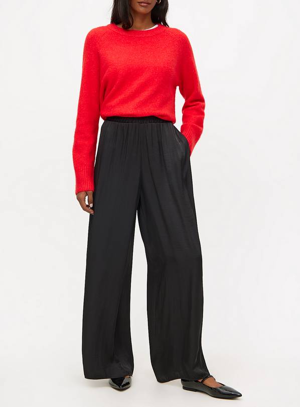 Black Satin Ultra Wide Leg Trousers  22