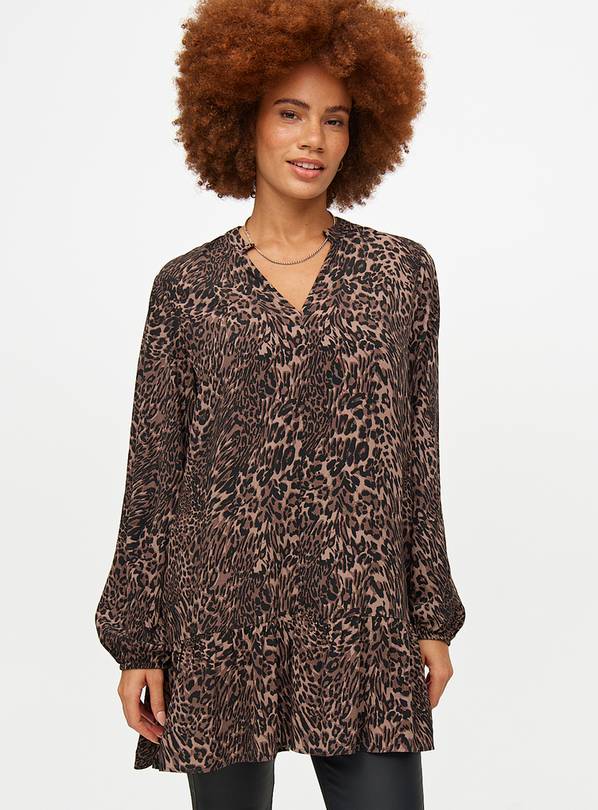 Animal Printed Notch Neck Tunic Top  8