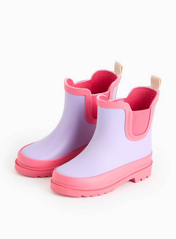 Lilac Colour Block Rubber Wellies 10 Infant