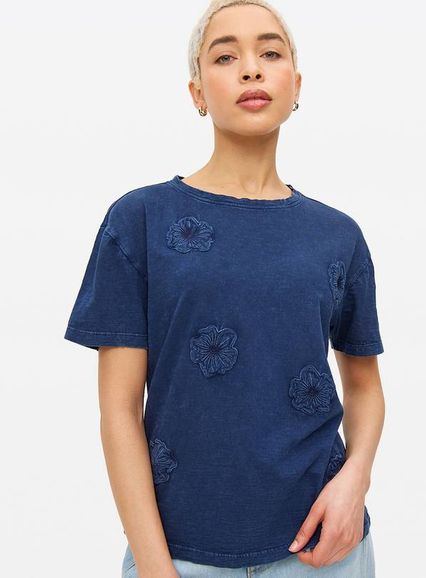 Navy Flower Cutwork T-Shirt 26