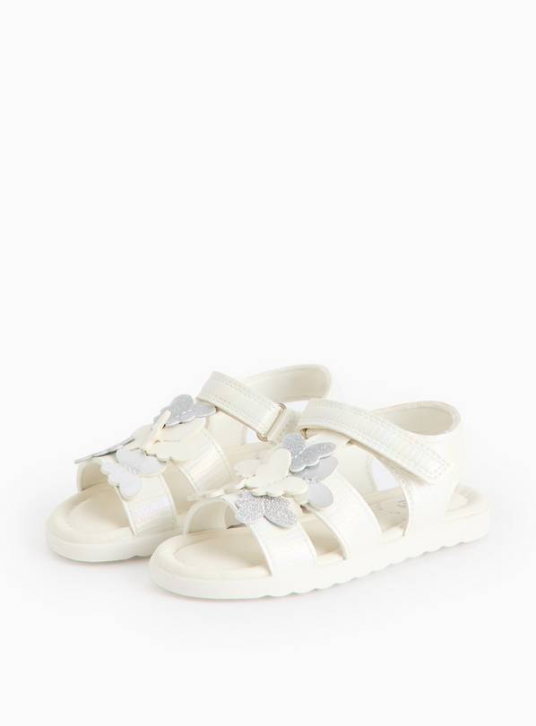 White Faux Leather Butterfly Sandals  10 Infant
