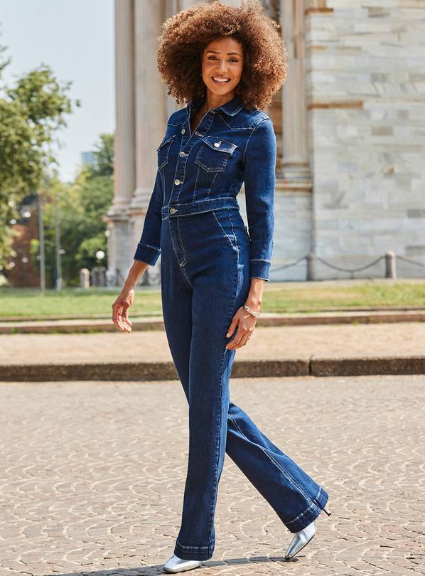SOSANDAR Indigo Blue Western Bootcut Denim Jumpsuit 18