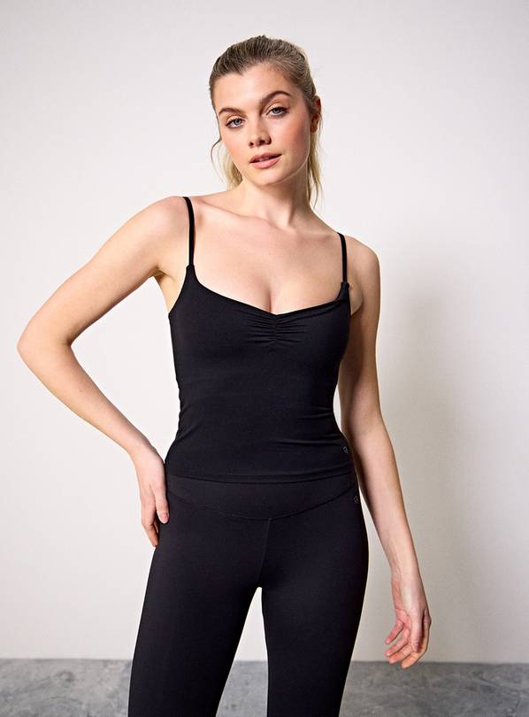 REAKTIV Black Soft Touch Yoga Ruched Detail Co-ord Vest S