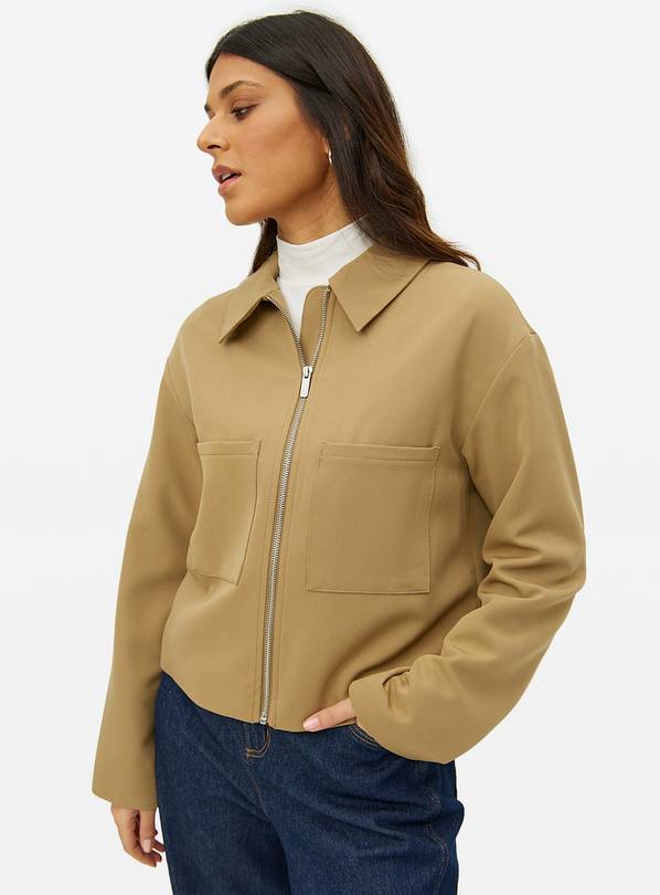 Brown Boxy Crepe Jacket 18