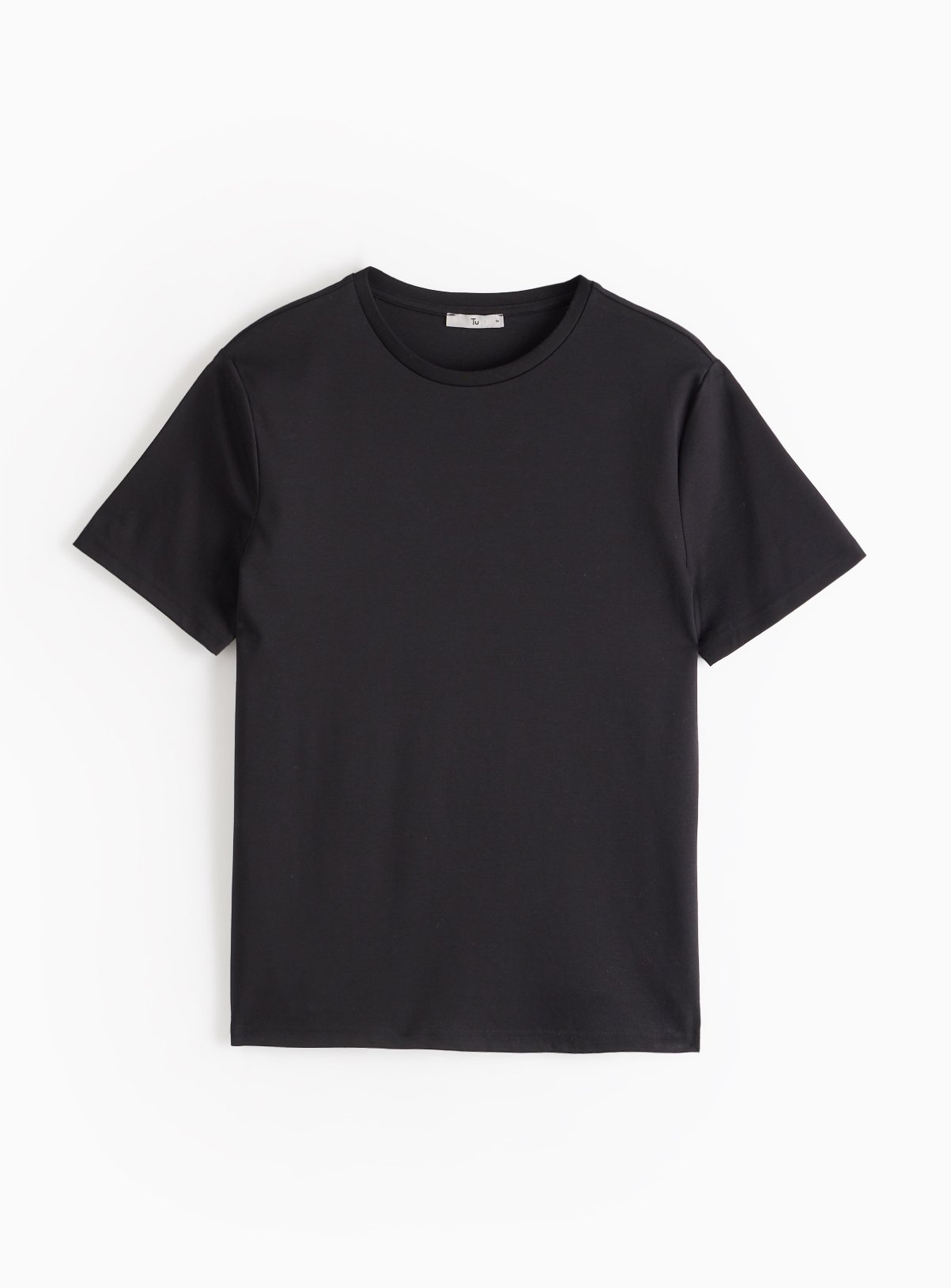 Mercerised Black Crew Neck T-Shirt XL - Image 3 thumbnail