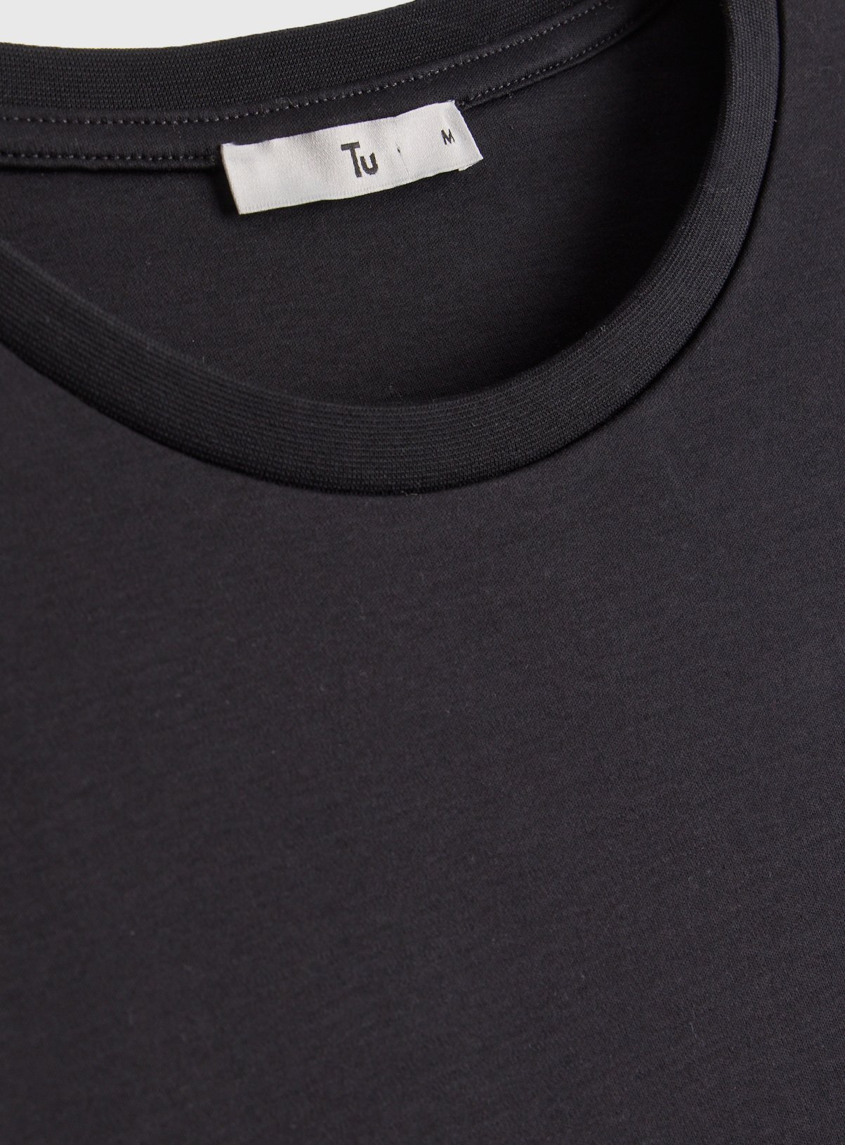 Mercerised Black Crew Neck T-Shirt XL - Image 4 thumbnail