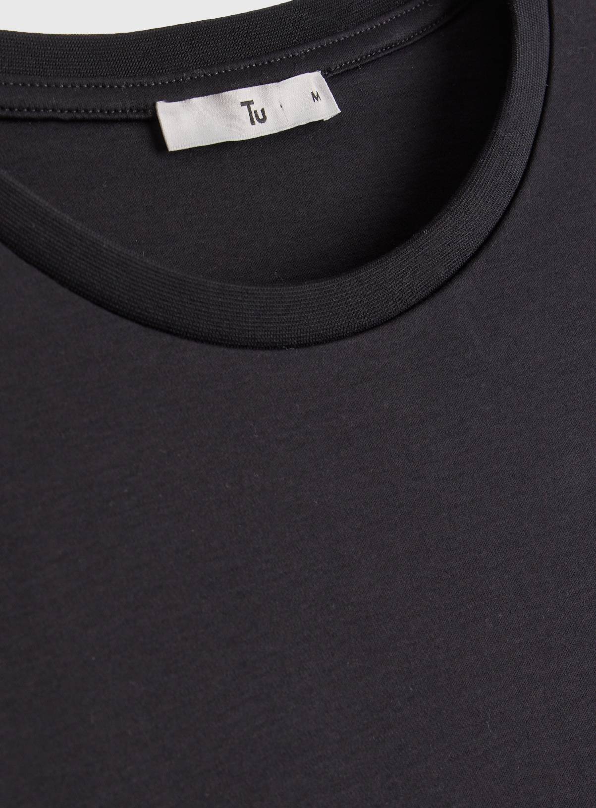 Mercerised Black Crew Neck T-Shirt XL - Image 4
