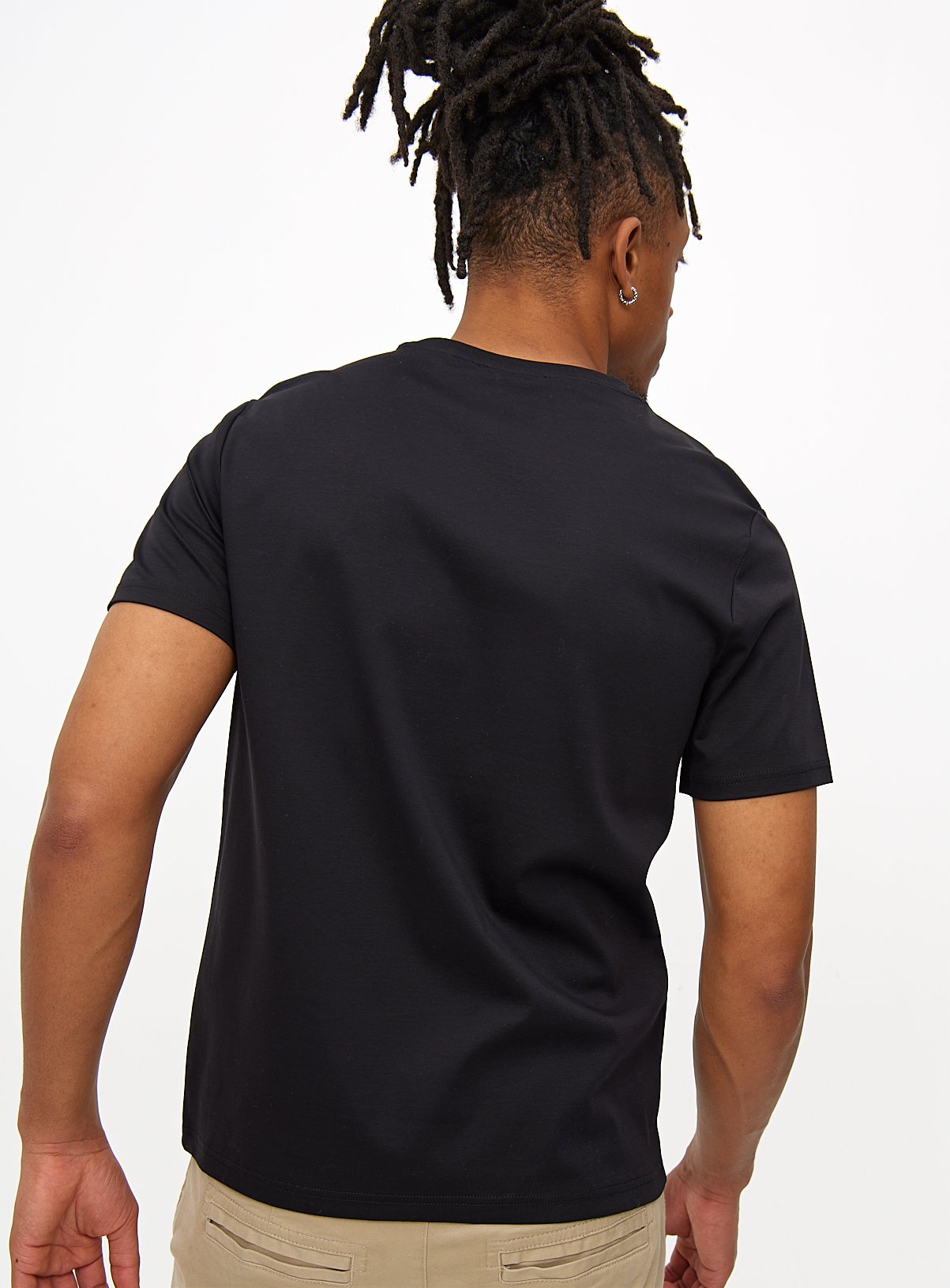 Mercerised Black Crew Neck T-Shirt XL - Image 5 thumbnail