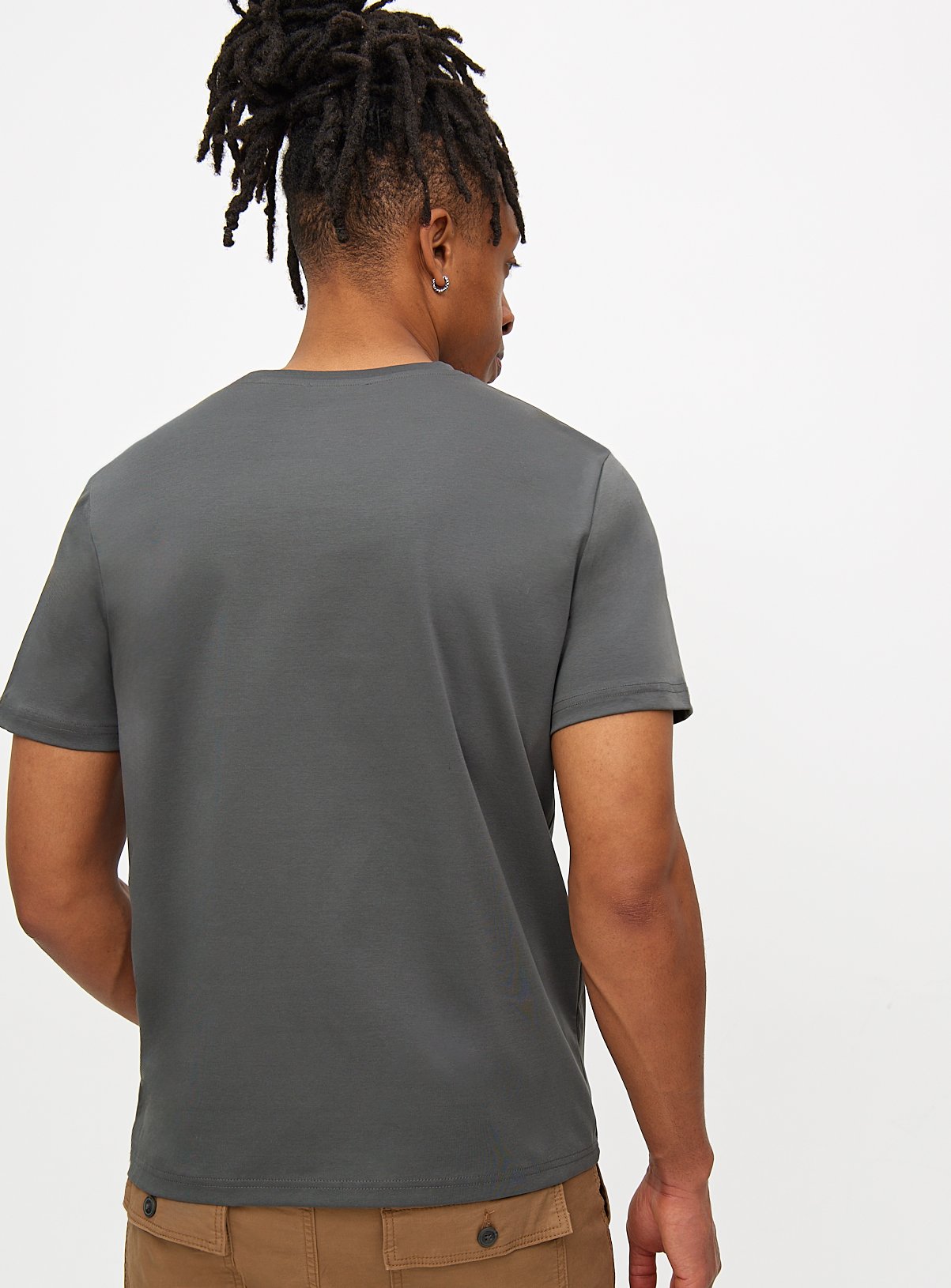 Mercerised Grey Crew Neck T-Shirt XL - Image 3 thumbnail