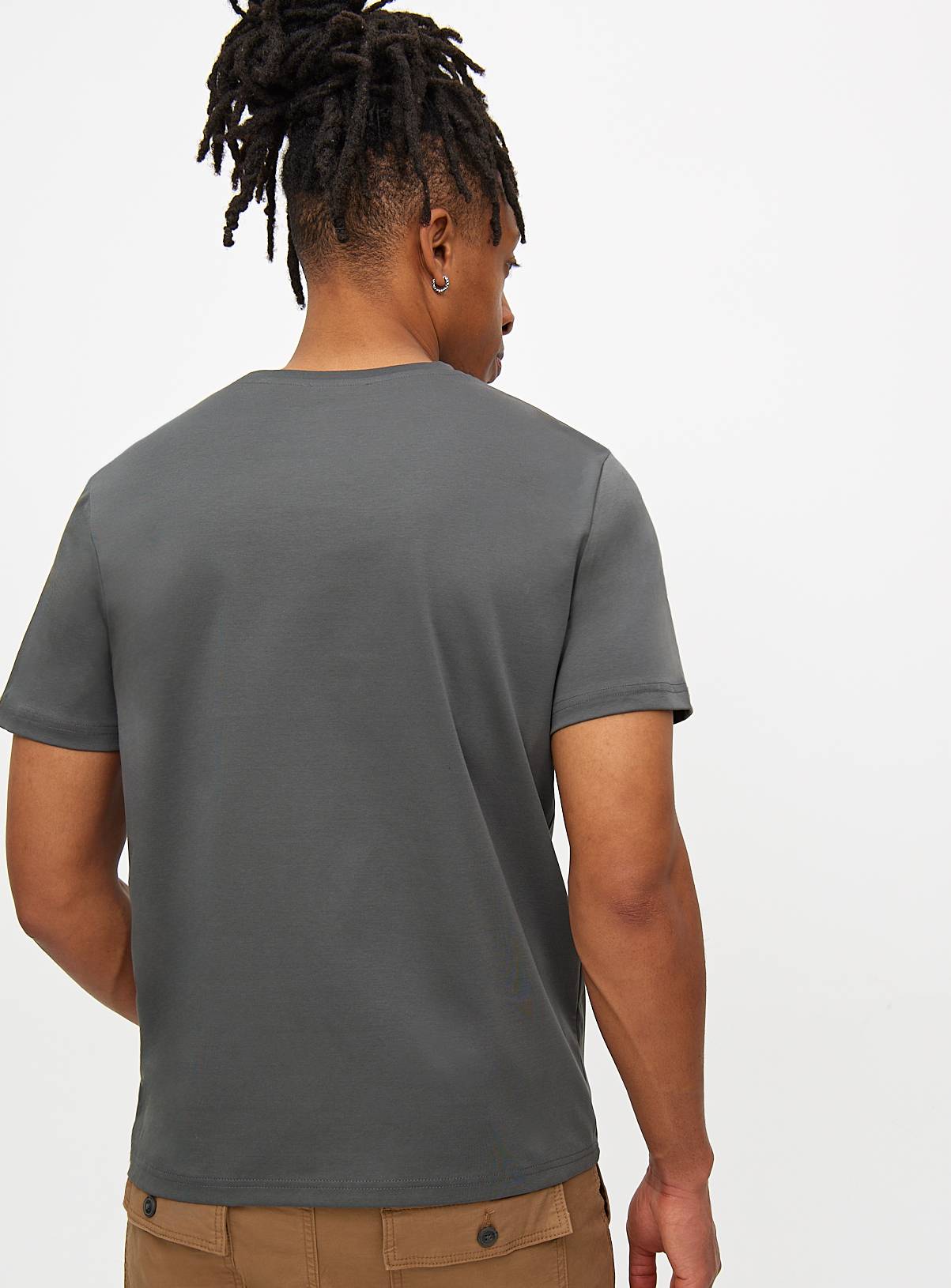 Mercerised Grey Crew Neck T-Shirt XL - Image 3