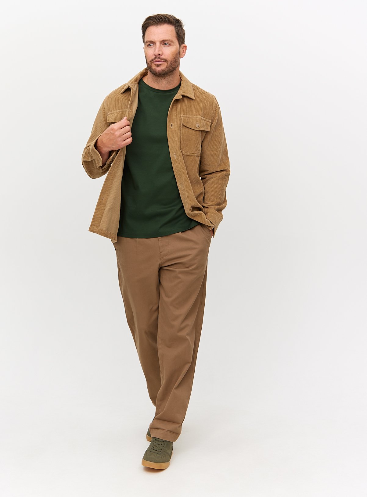 Mercerised Khaki Green Crew Neck T-Shirt XL - Image 2 thumbnail