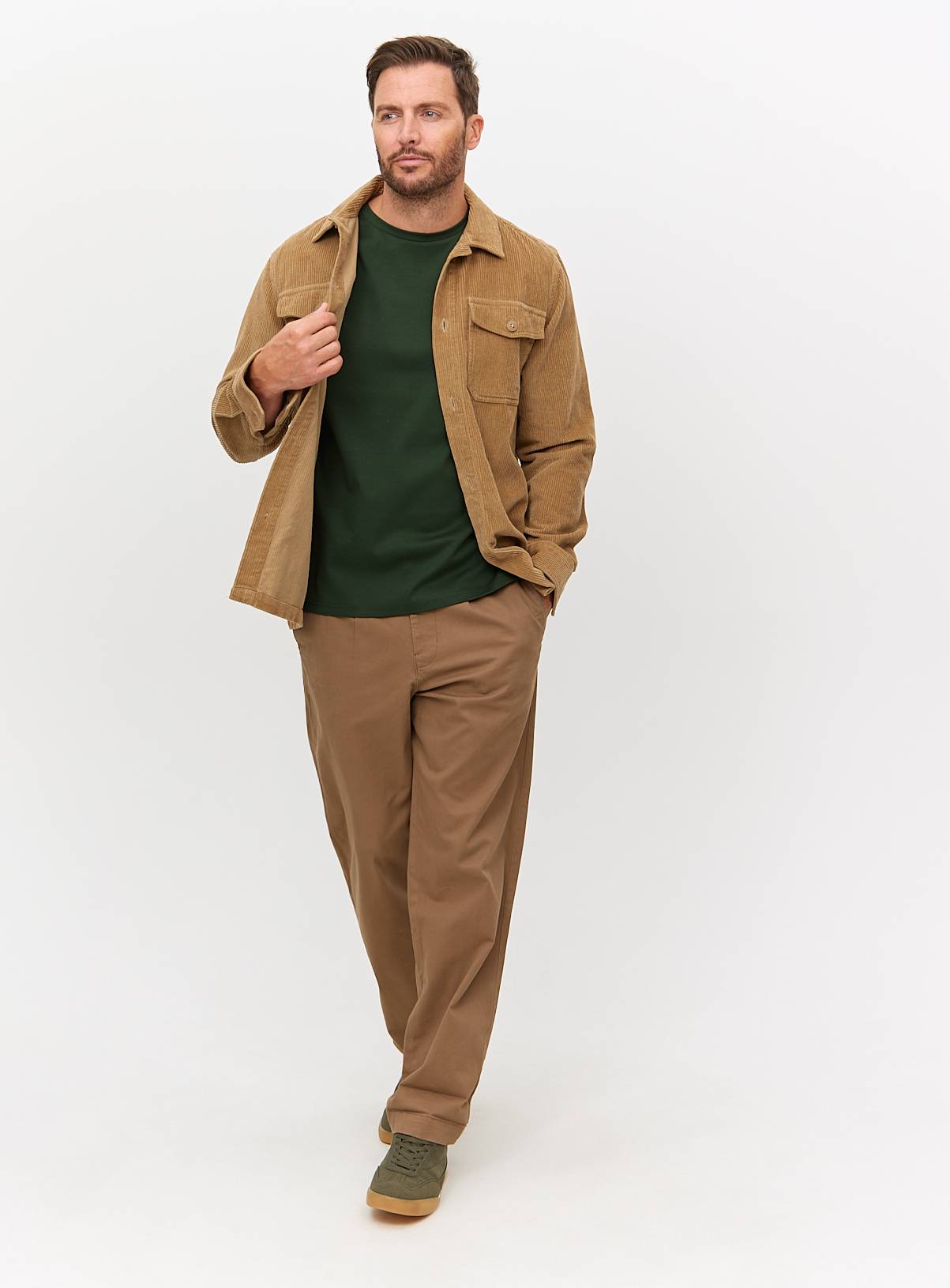 Mercerised Khaki Green Crew Neck T-Shirt XL - Image 2