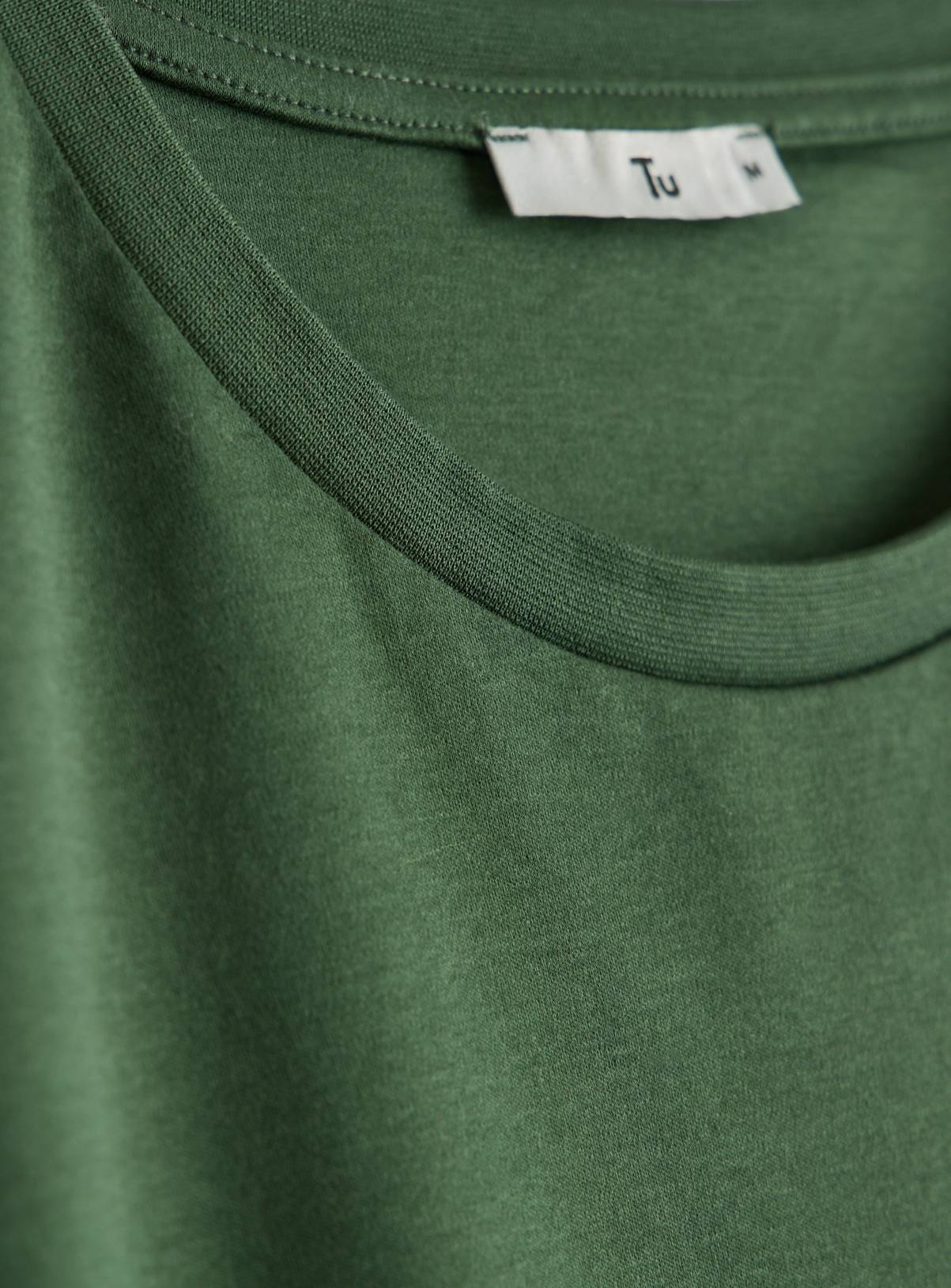 Mercerised Khaki Green Crew Neck T-Shirt XL - Image 4