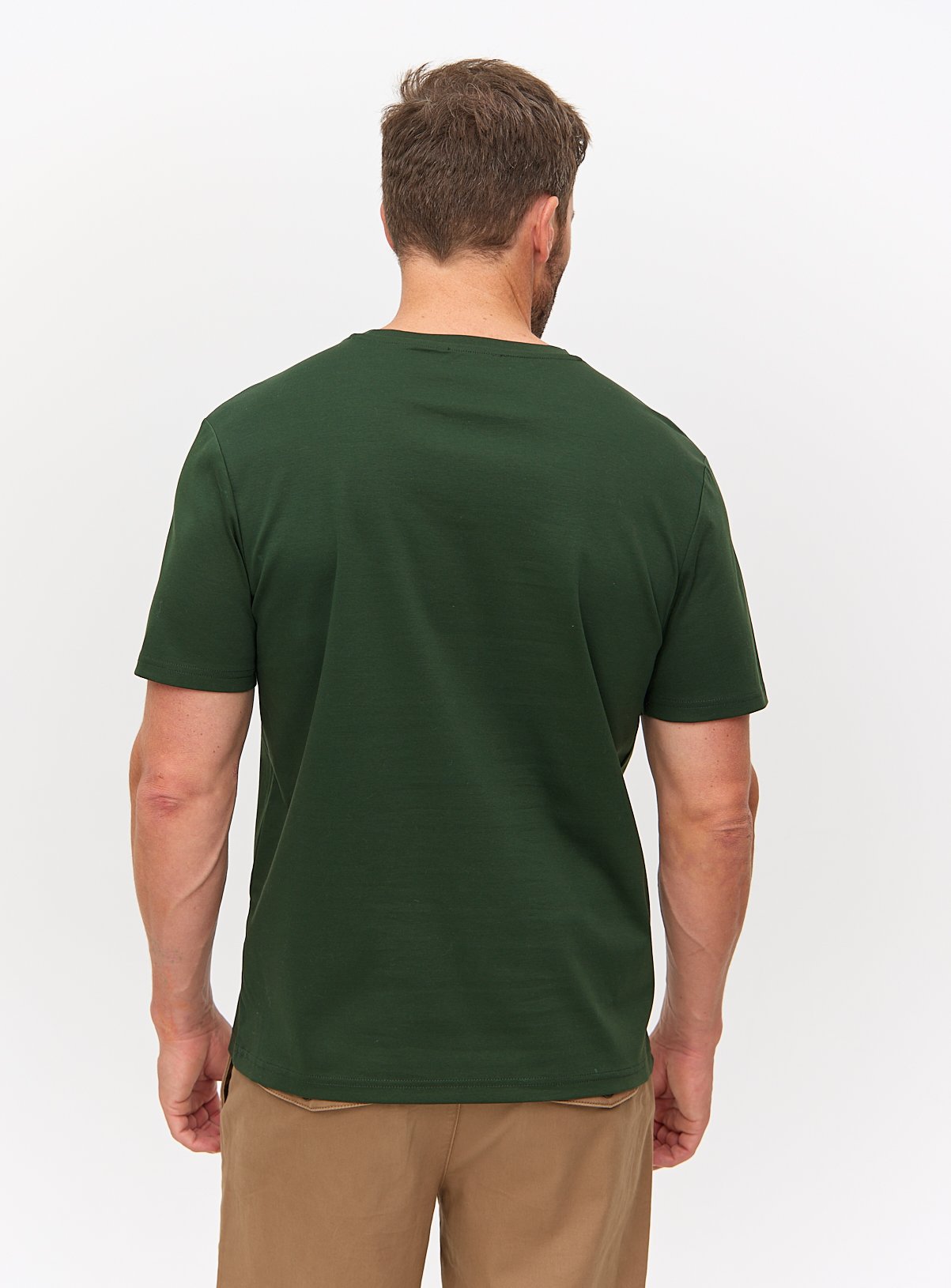 Mercerised Khaki Green Crew Neck T-Shirt XL - Image 5 thumbnail