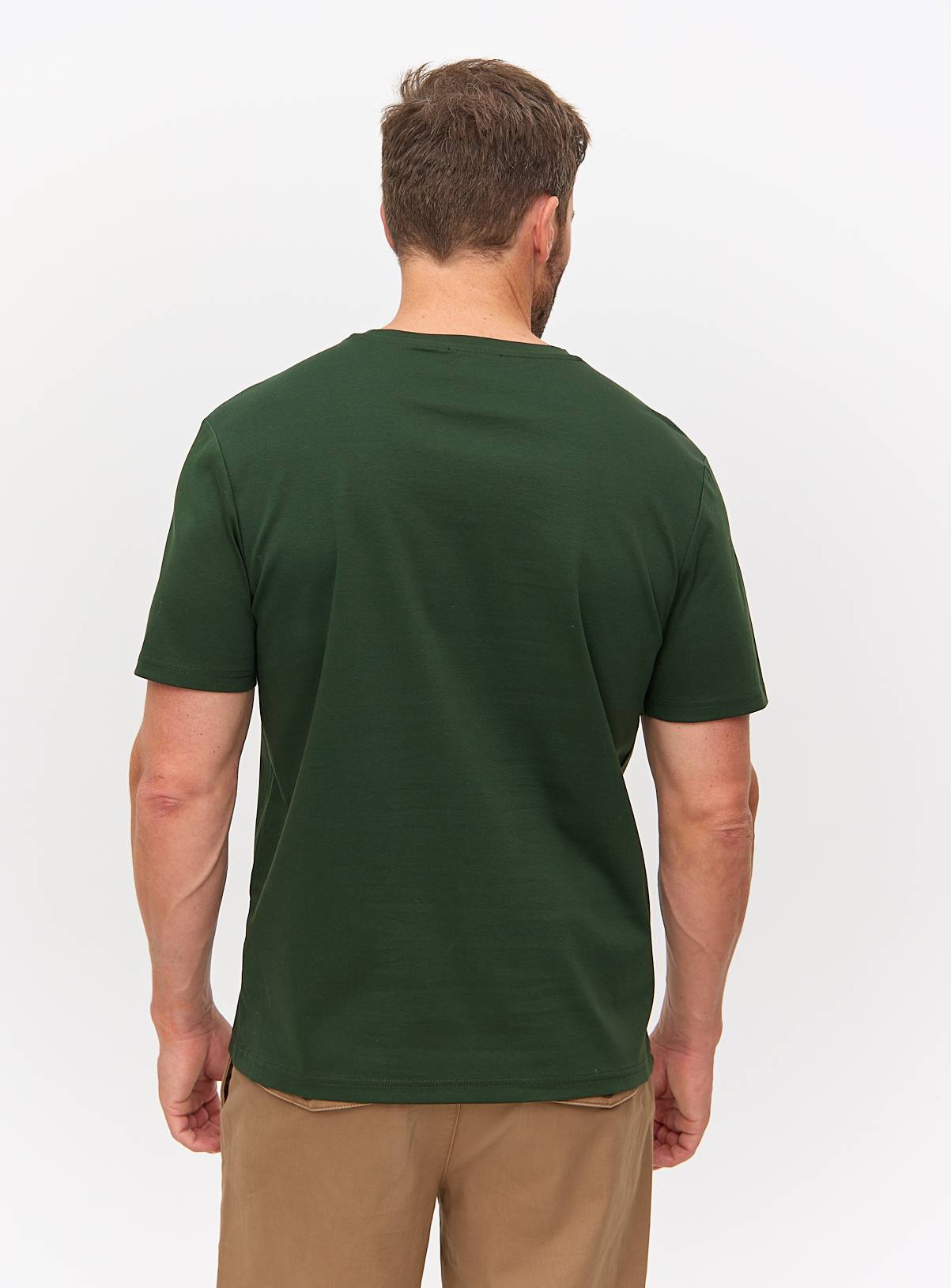 Mercerised Khaki Green Crew Neck T-Shirt XL - Image 5