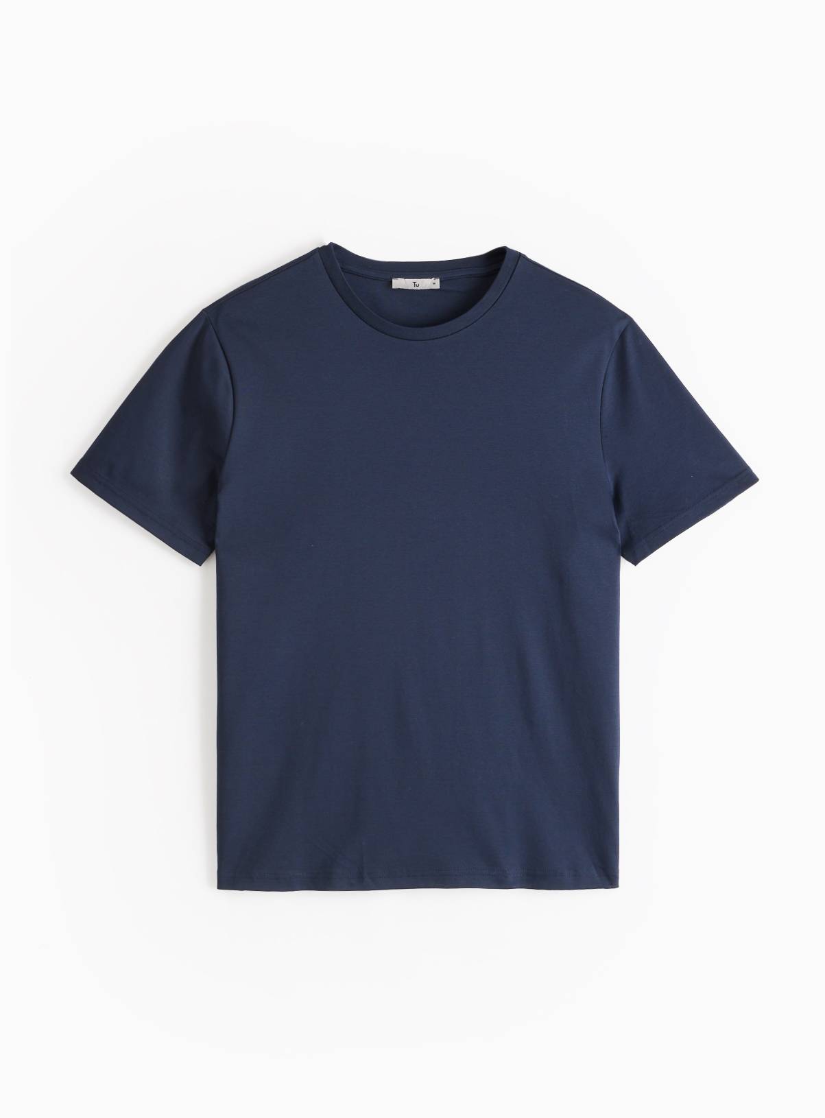 Mercerised Navy Crew Neck T-Shirt XL - Image 3