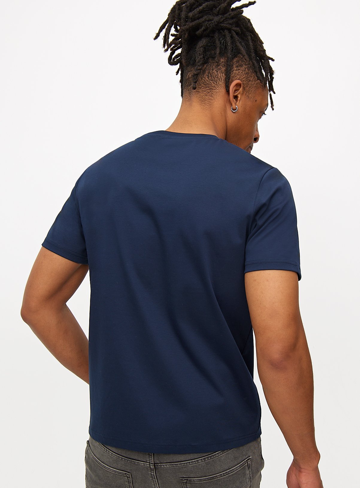 Mercerised Navy Crew Neck T-Shirt XL - Image 5 thumbnail