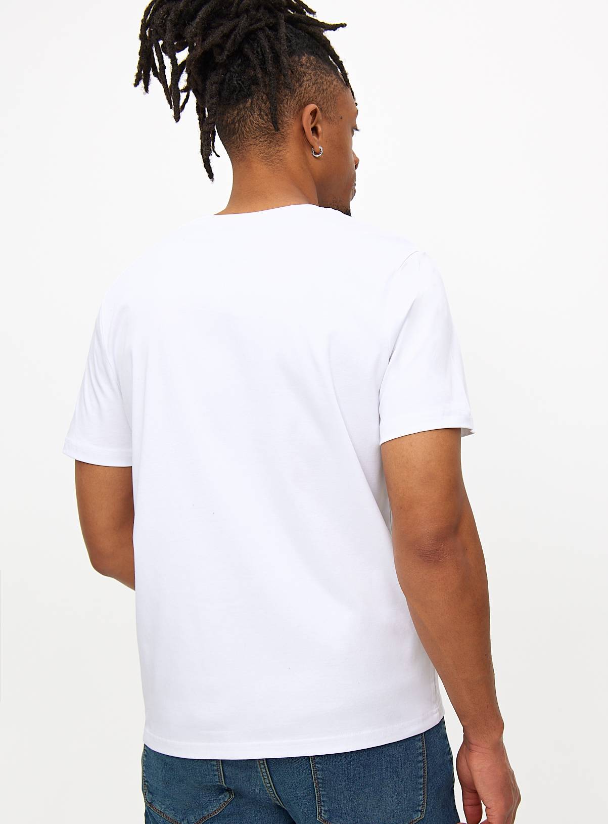 Mercerised White Crew Neck T-Shirt XL - Image 3