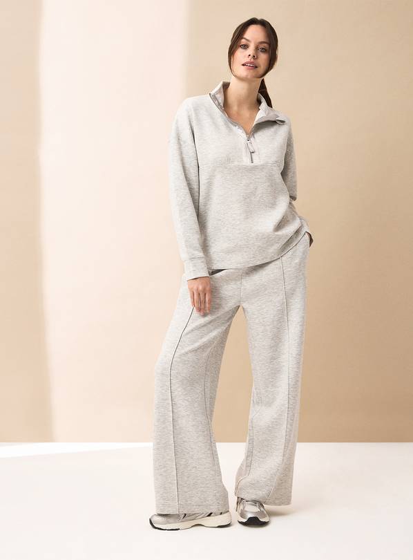 REAKTIV Grey Marl Luxe Scuba Wide Leg Co-ord Jogger XL