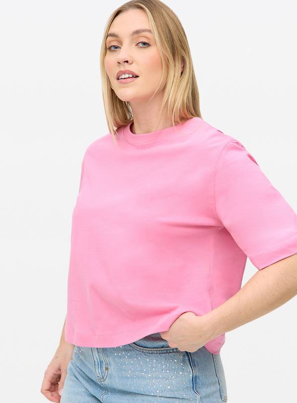 Pink Crew Neck Boxy T-Shirt S