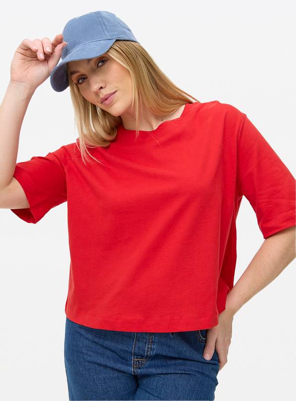 Red Crew Neck Boxy T-Shirt S