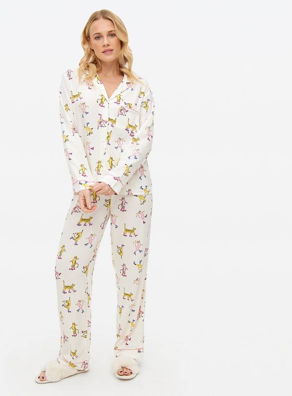 Skating Cats Print Traditional Pyjamas M