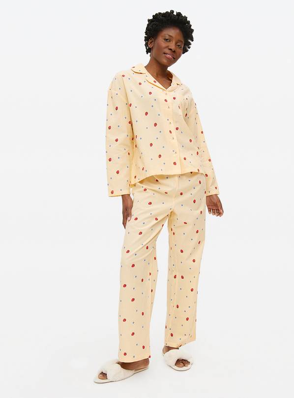 Yellow Stripe Fruit Print Traditional Pyjamas 14