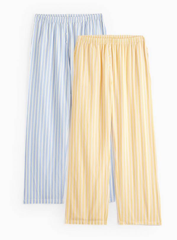 Blue & Yellow Striped Pyjama Bottoms 2 Pack 16