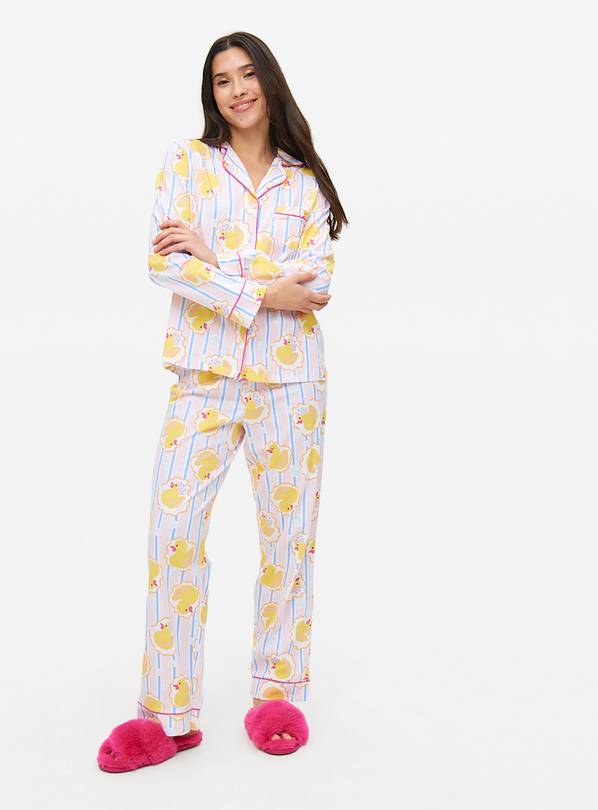 Pink Stripe Rubber Duck Printed Pyjamas L