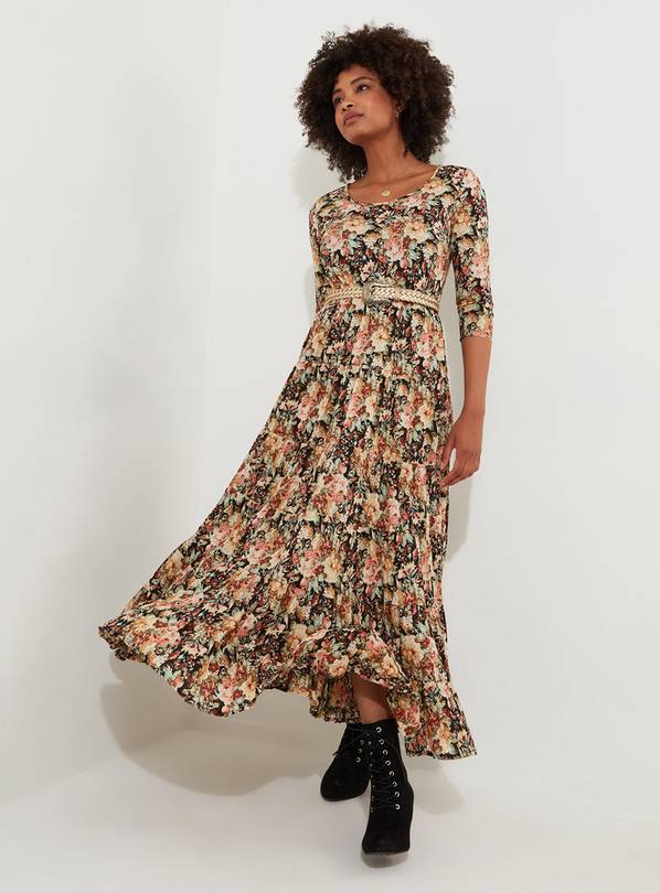 JOE BROWNS Muted Floral Crinkle Cotton Maxi Dress 10