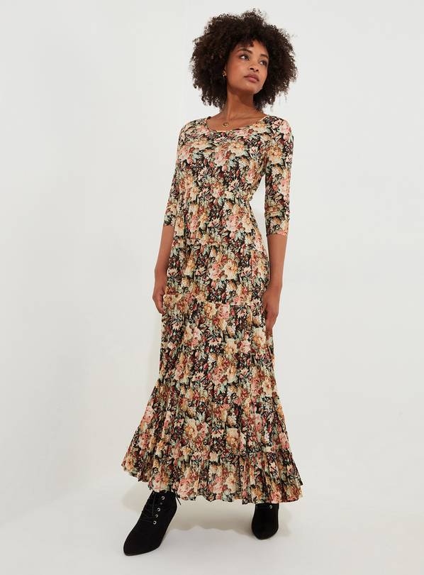 JOE BROWNS Muted Floral Crinkle Cotton Petite Maxi Dress 16