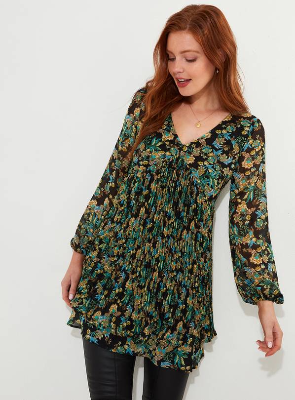 JOE BROWNS Dark Floral Pleated Tunic Top 16