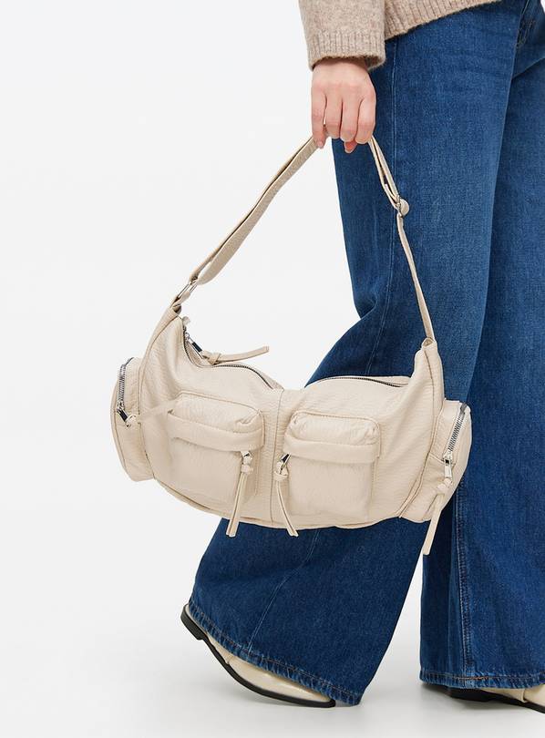 Cream Washed Cargo Shoulder Bag One Size