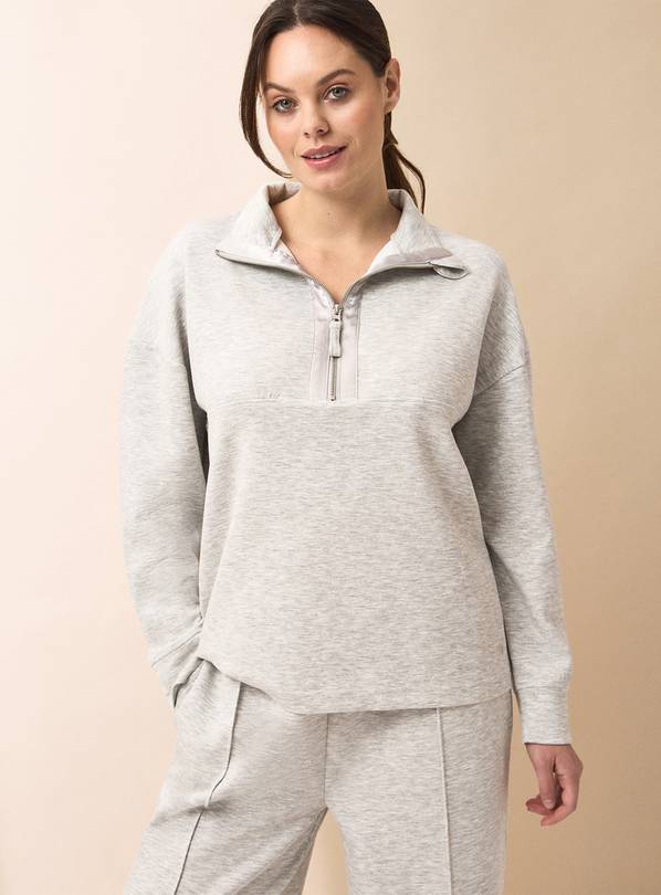 REAKTIV Grey Funnel Neck Half-Zip Sweatshirt S