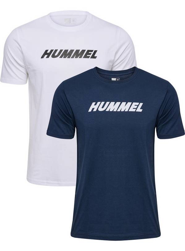 HUMMEL Elemental 2 Pack Logo Cotton Tee White And Teal L