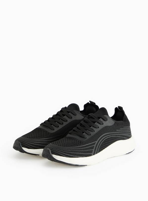 Active Black Knitted Lace-Up Trainers  11