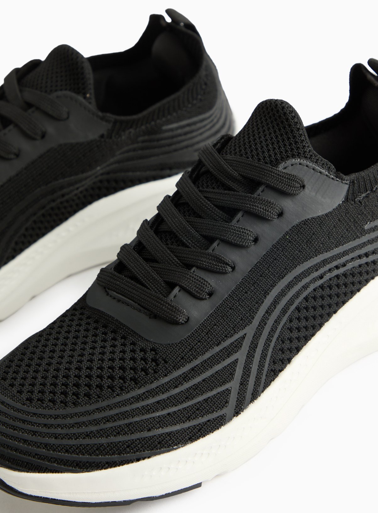 Active Black Knitted Lace-Up Trainers  10 - Image 4 thumbnail