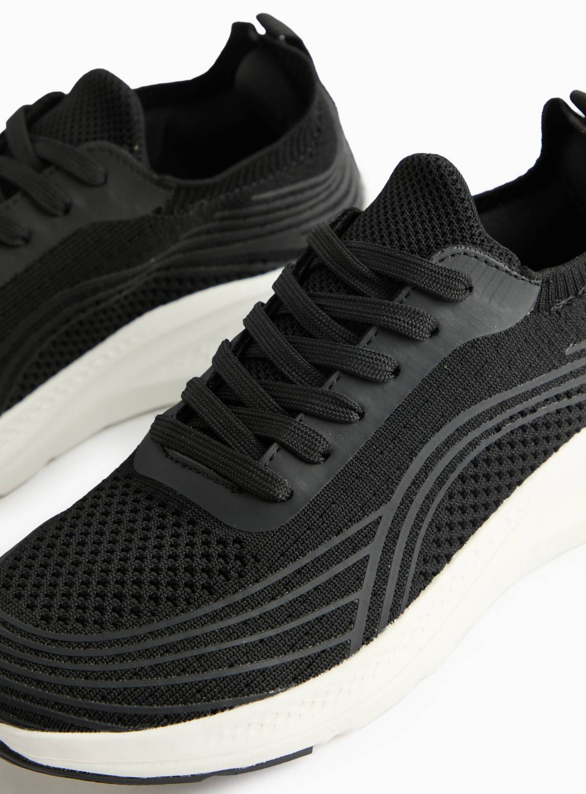 Active Black Knitted Lace-Up Trainers  10 - Image 4