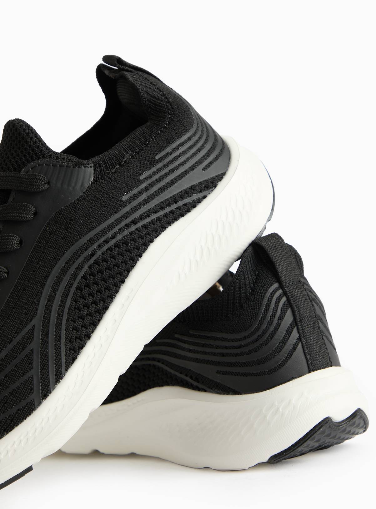 Active Black Knitted Lace-Up Trainers  10 - Image 5