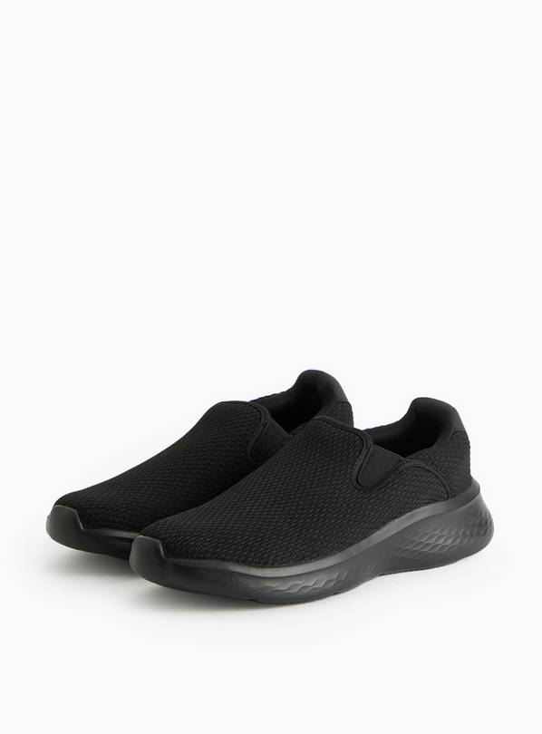 Black Slip-On Wedge Sole Trainers 7