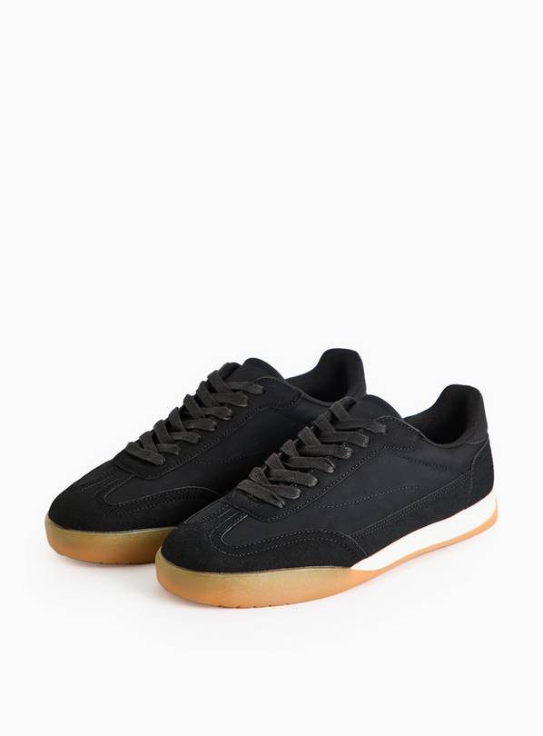 Black Faux Suede Contrast Trainers 9