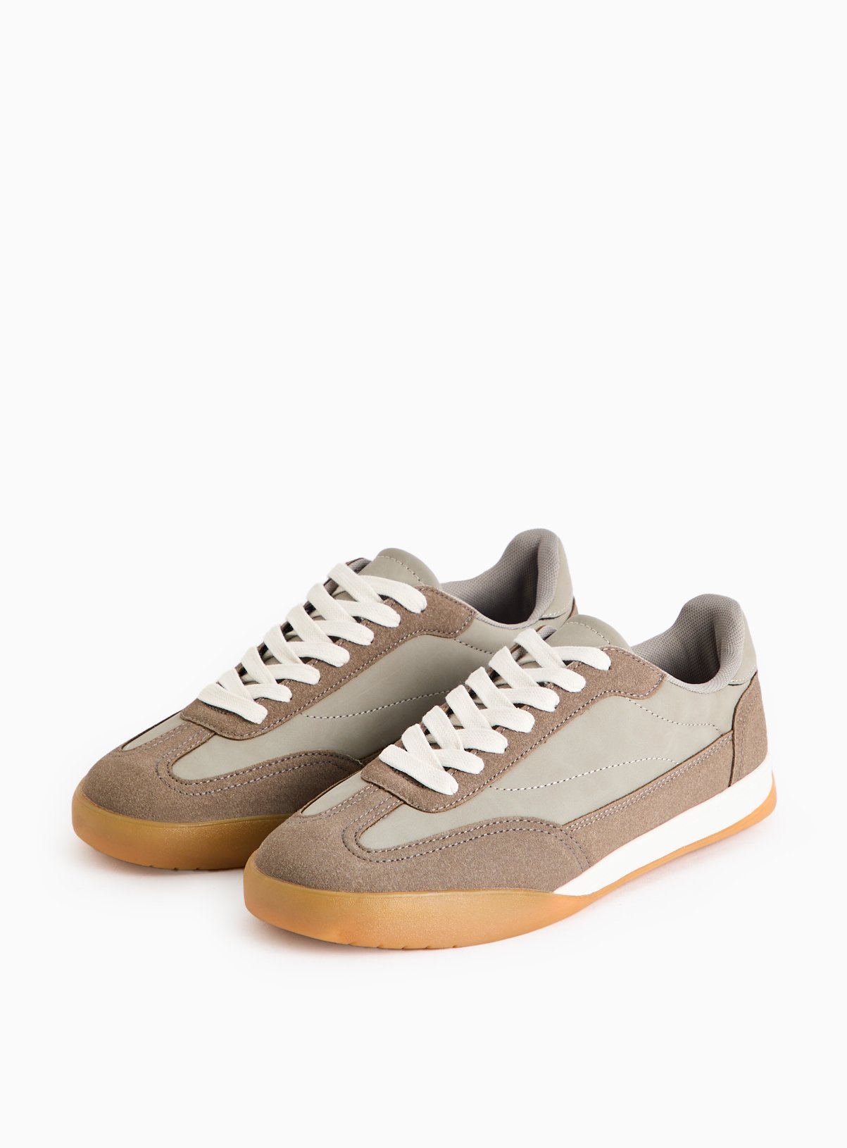 Men's Neutral Contrast Lace Up Trainers