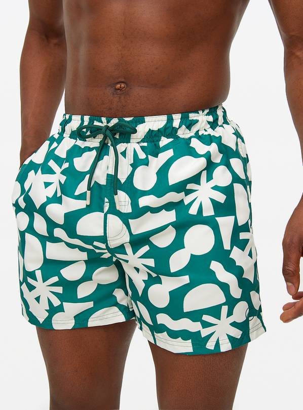 Green Abstract Swim Shorts  XS