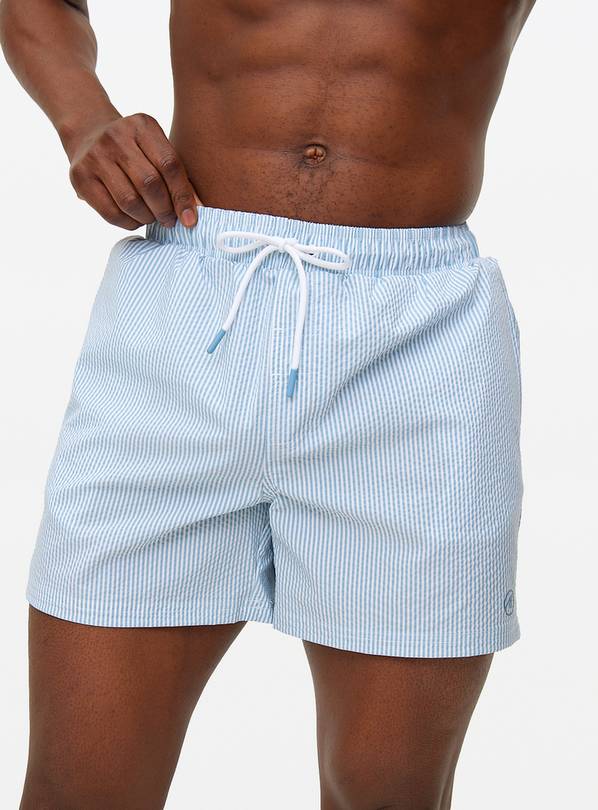 Blue Stripe Seersucker Swim Shorts S