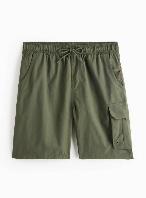 Khaki Cargo Swim Shorts L