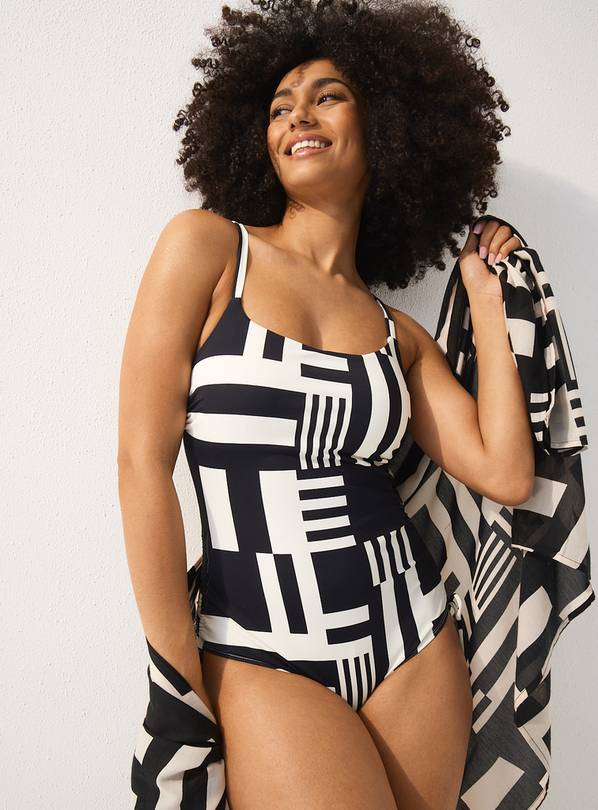 Monochrome Geo Square Neck Swimsuit  12