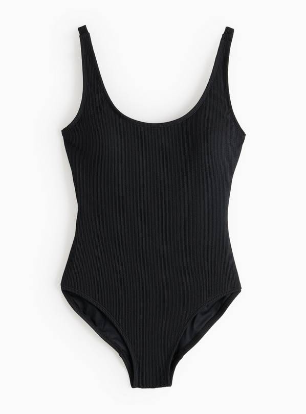 Black Textured Scoop Swimsuit  14