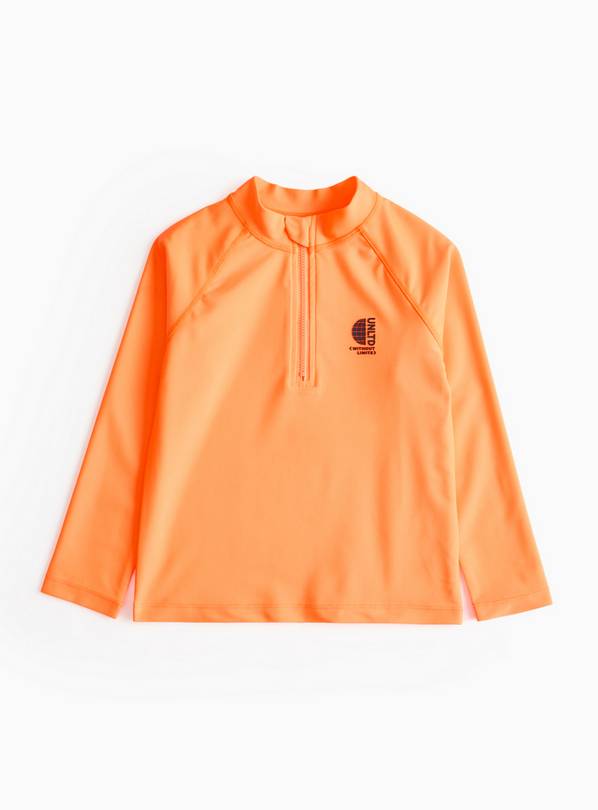 Neon Orange Long Sleeve Rash Vest 4 years