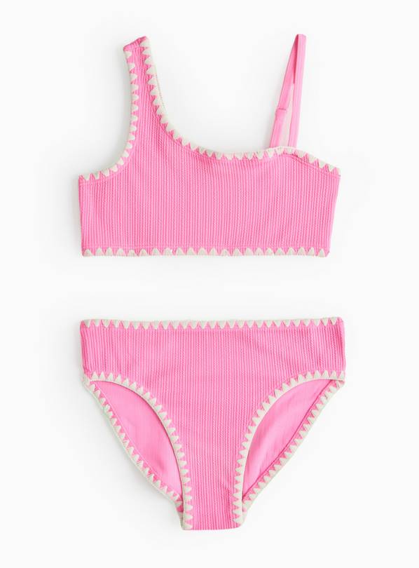 Pink Textured 2 Piece Bikini Set 7 years